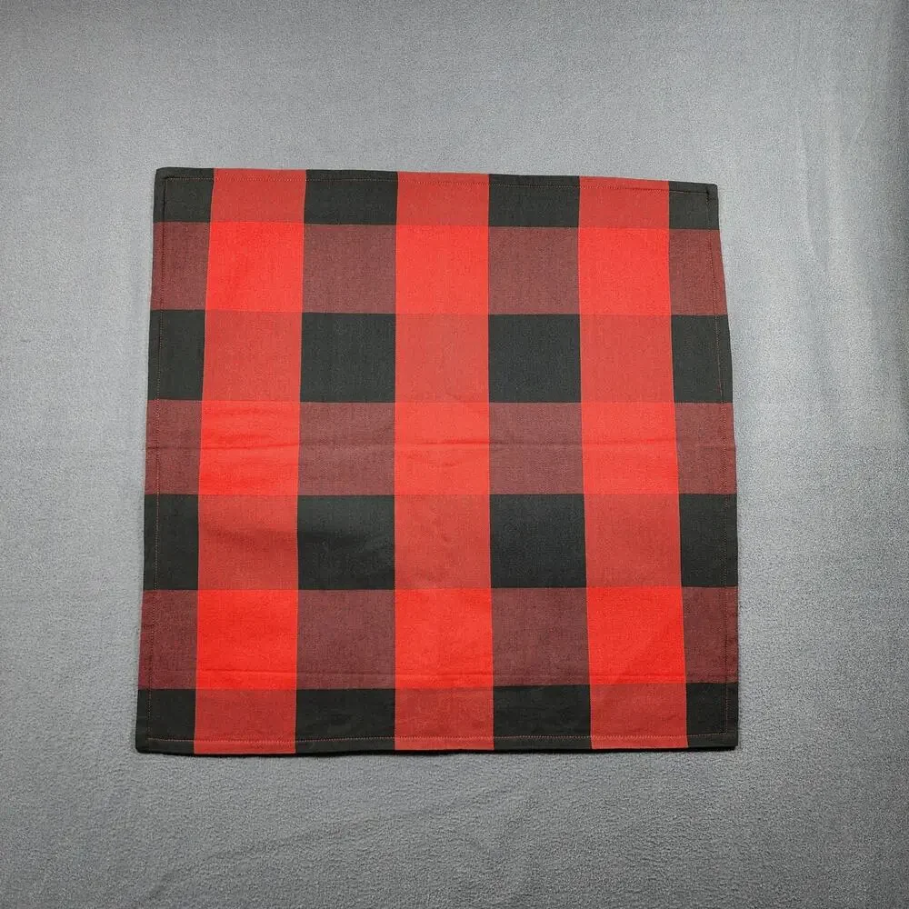 Pottery Barn Buffalo Check Plaid Pillow Cover Square 24x24 Red Black 100% Cotton